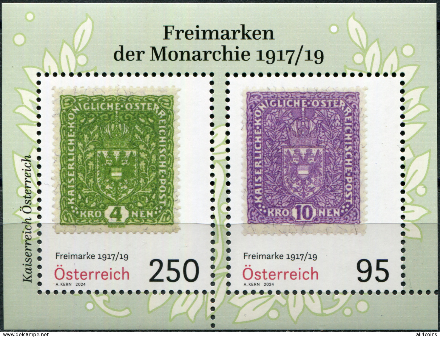 Austria 2024. Stamps From The Monarchy 1917/1919 (MNH OG) Souvenir Sheet - Unused Stamps