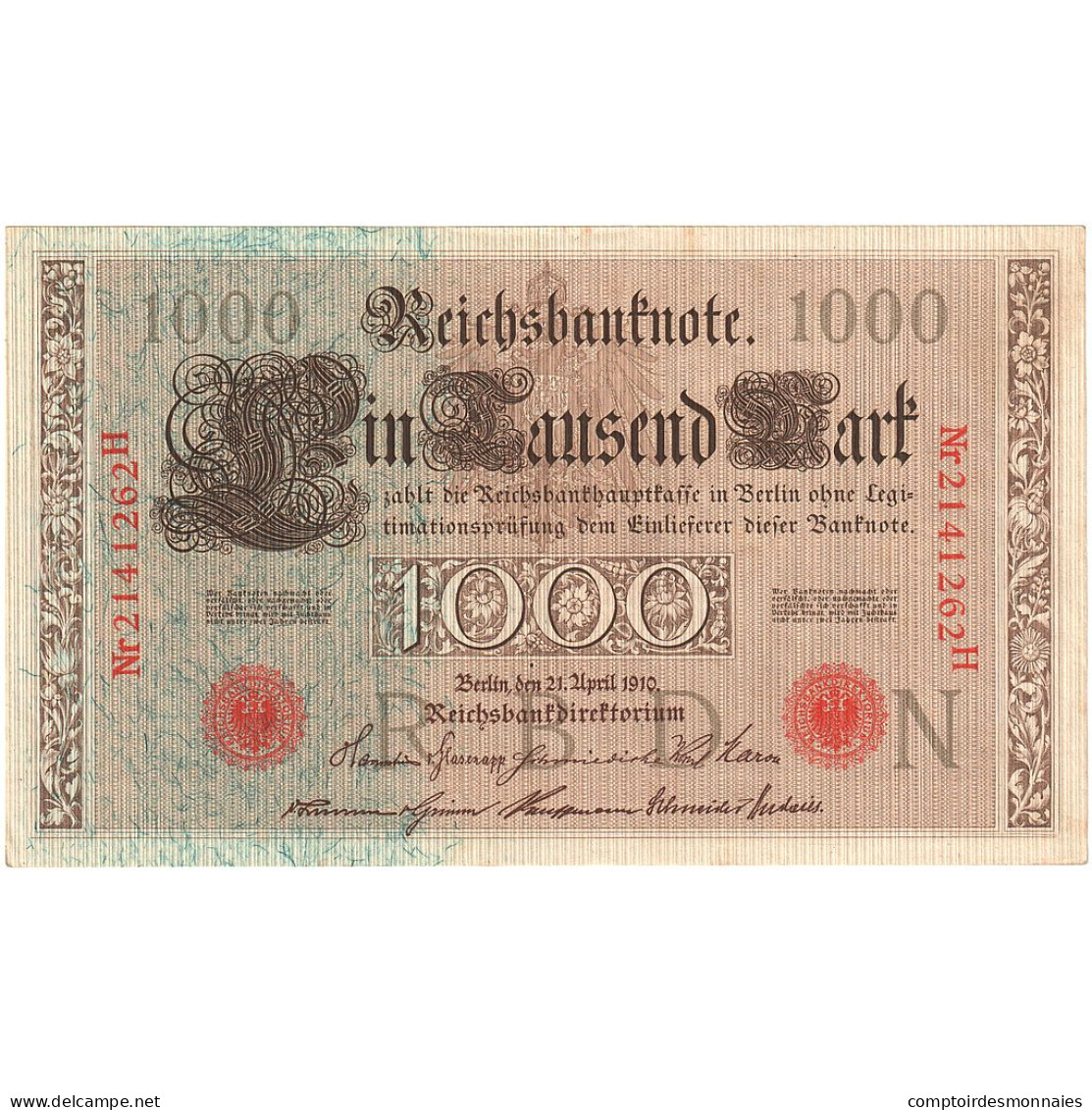 Billet, Allemagne, 1000 Mark, 1910-04-21, KM:44b, SUP - 1000 Mark