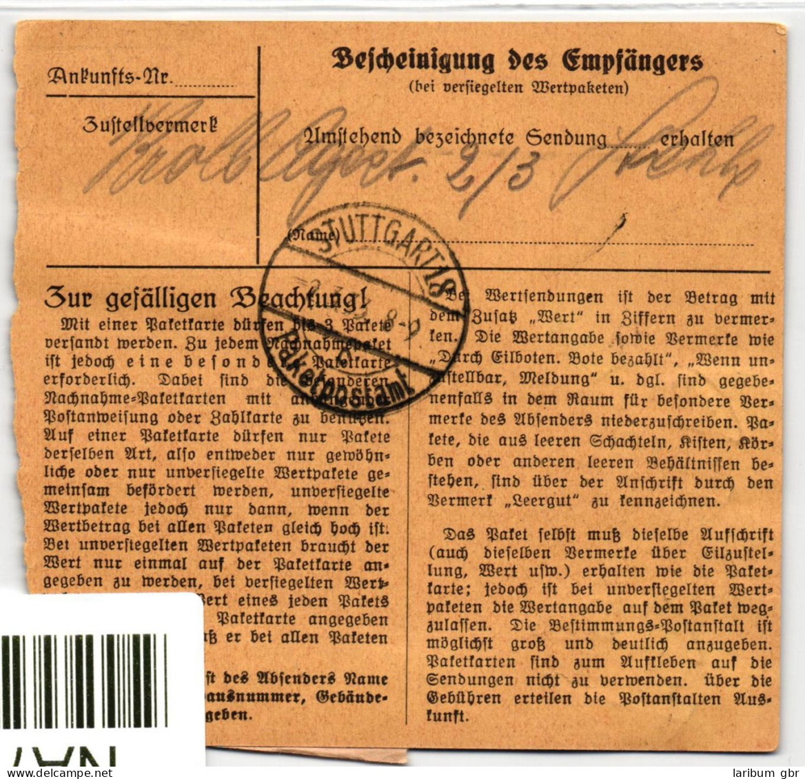 Deutsches Reich 364 U.a. Auf Postkarte Als Mischfrankatur Paketkarte #NA790 - Other & Unclassified