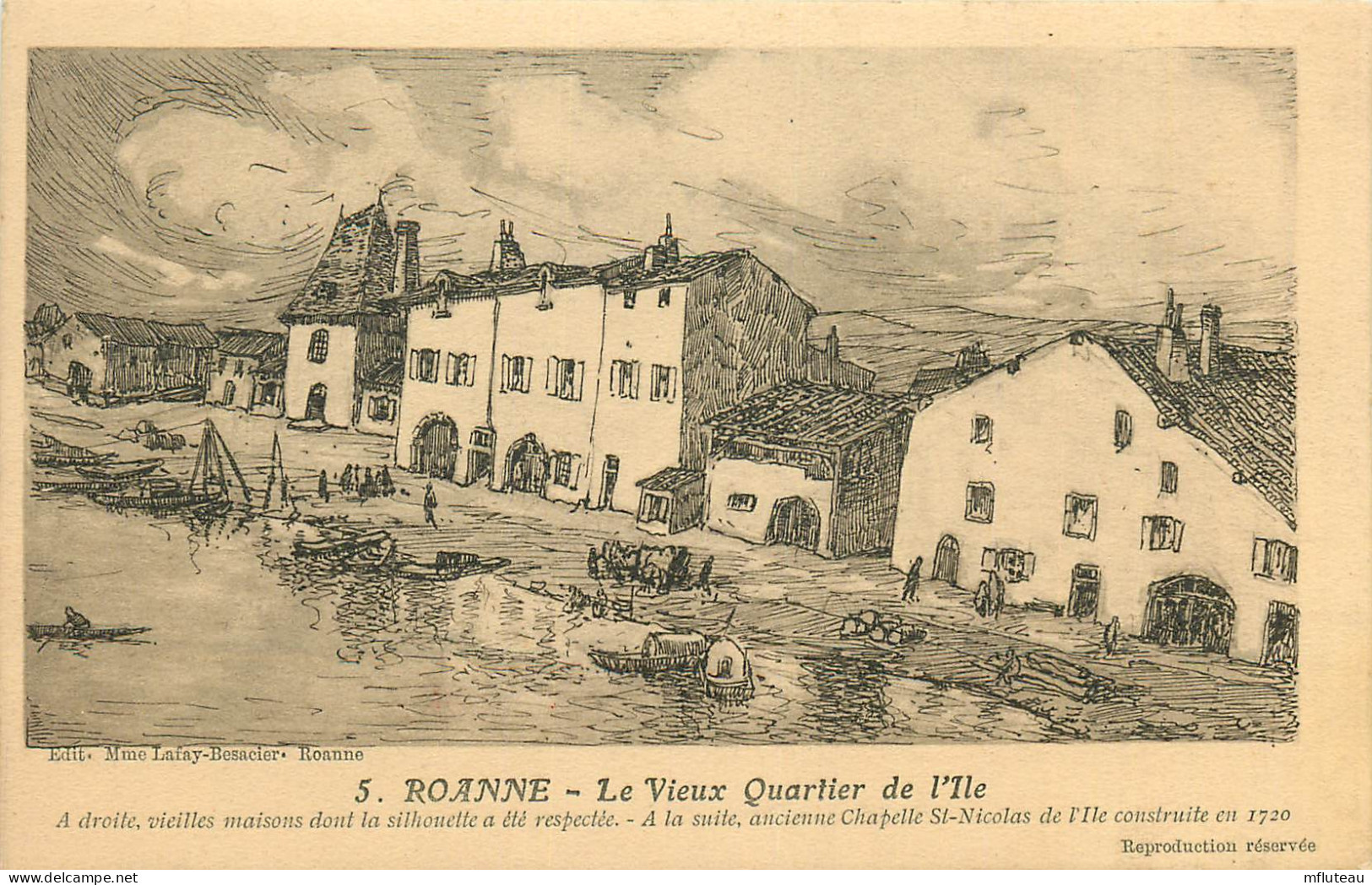 42* ROANNE  Le Vieux Quartier De L Ile (dessin)    RL20,1684 - Roanne