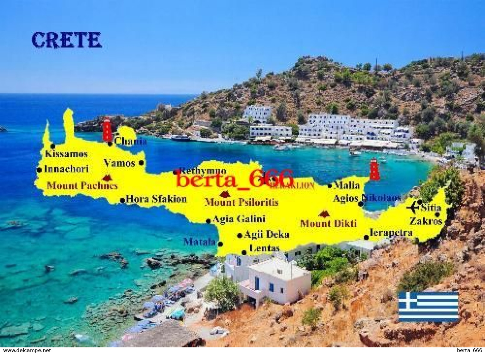 Greece Crete Island Map New Postcard * Carte Geographique * Landkarte - Griechenland
