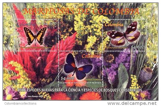 Lote 35d, Colombia, 2005, Mariposas De Colombia, HF, Butterflies SS - Colombie