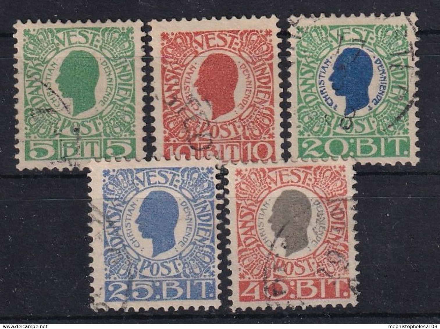 DANISH WEST-INDIES 1905 - Canceled - Sc# 31-35 - Denmark (West Indies)