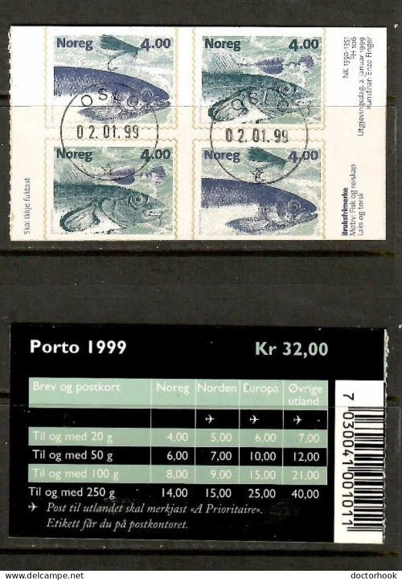 NORWAY   Scott # 1215-6a USED BOOKLET PANE Of 4 W/FIRST DAY CANCEL  (CONDITION AS PER SCAN) (LG-1736) - Markenheftchen