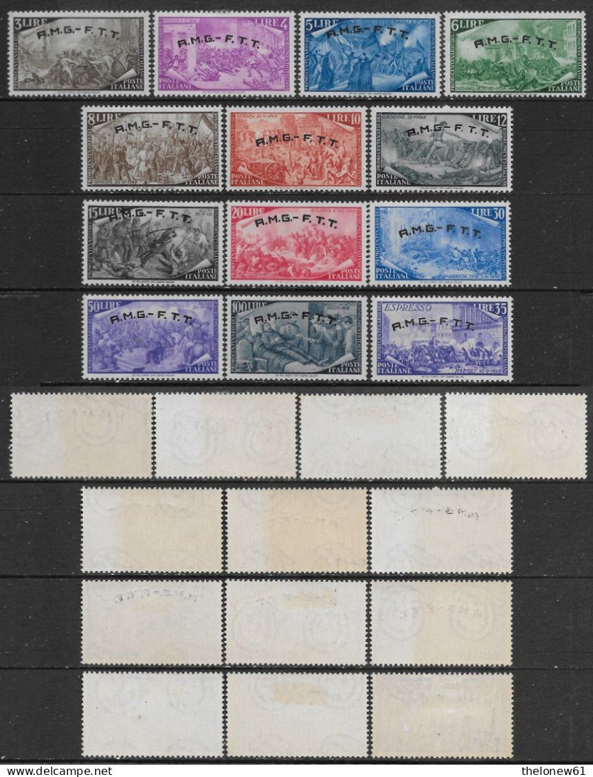 Italia Italy 1948 Trieste A Risorgimento 13val Sa N.18-29,E5 Completa Nuova MNH/MH **/* - Ungebraucht