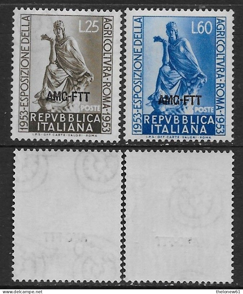 Italia Italy 1953 Trieste A Agricoltura 2val Sa N.182-183 Completa Nuova MNH/MH **/* - Nuevos