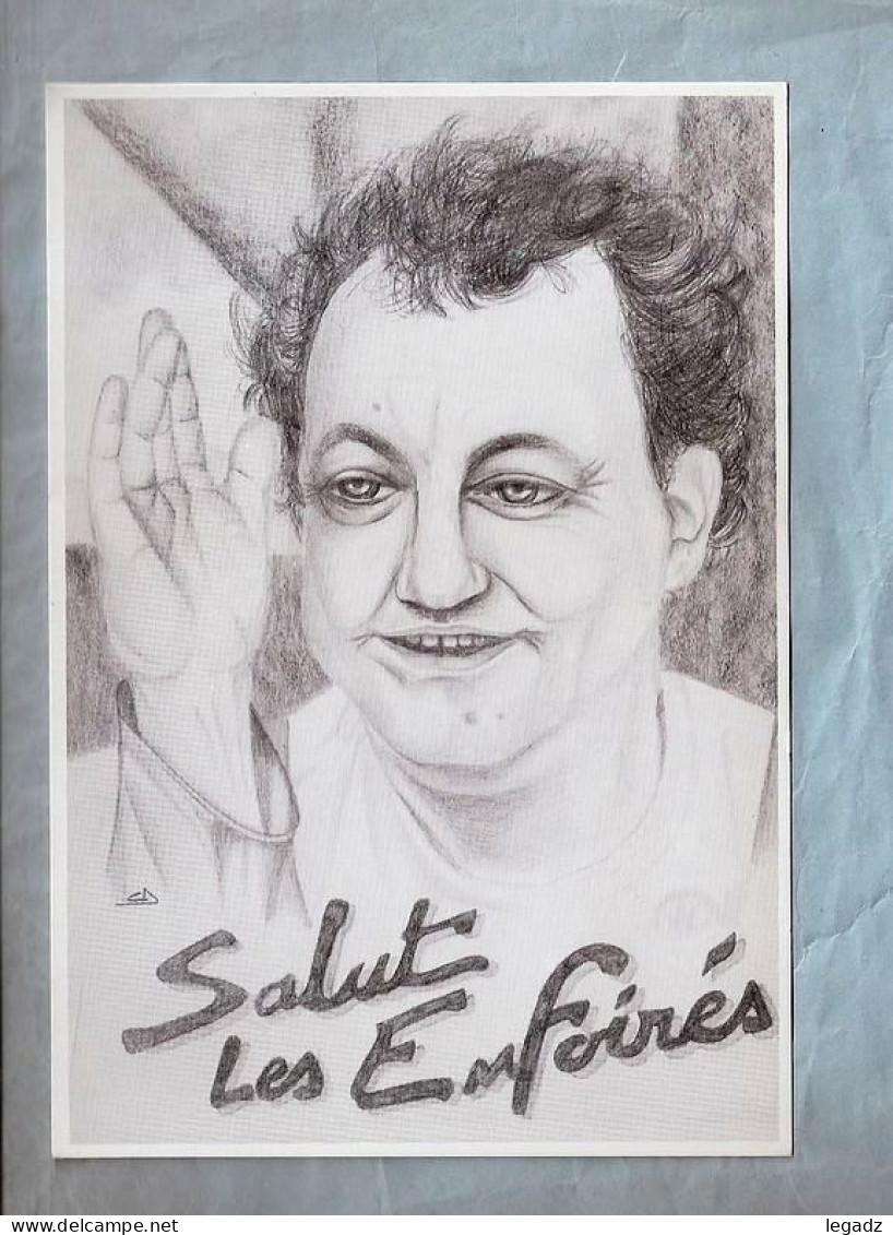 CPM Illustration - Dubost - . Coluche - Salut Les Enfoirés - Artisti