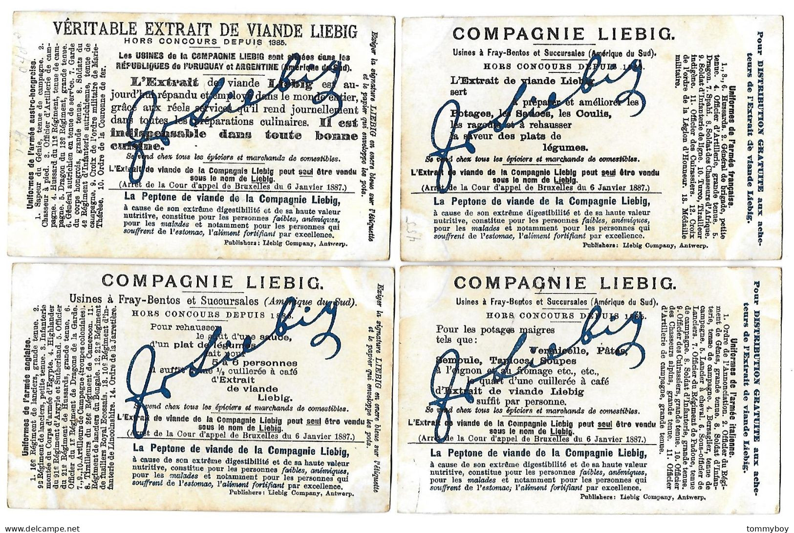 S 608, Liebig 6 Cards, Uniformes De L'armée Allemande (lower Condition) - Liebig