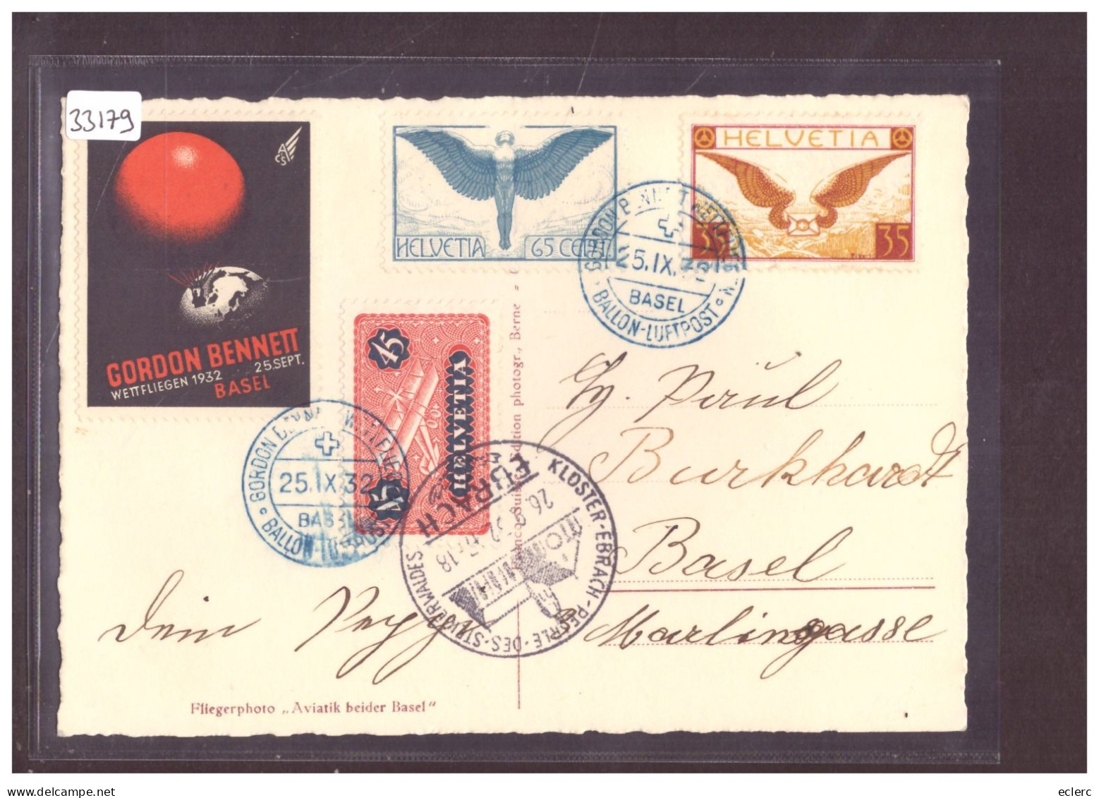 FORMAT 10x15cm - BASEL - GORDON BENNETT WETTFLIEGEN 1932 - BALLON - TB - Basel