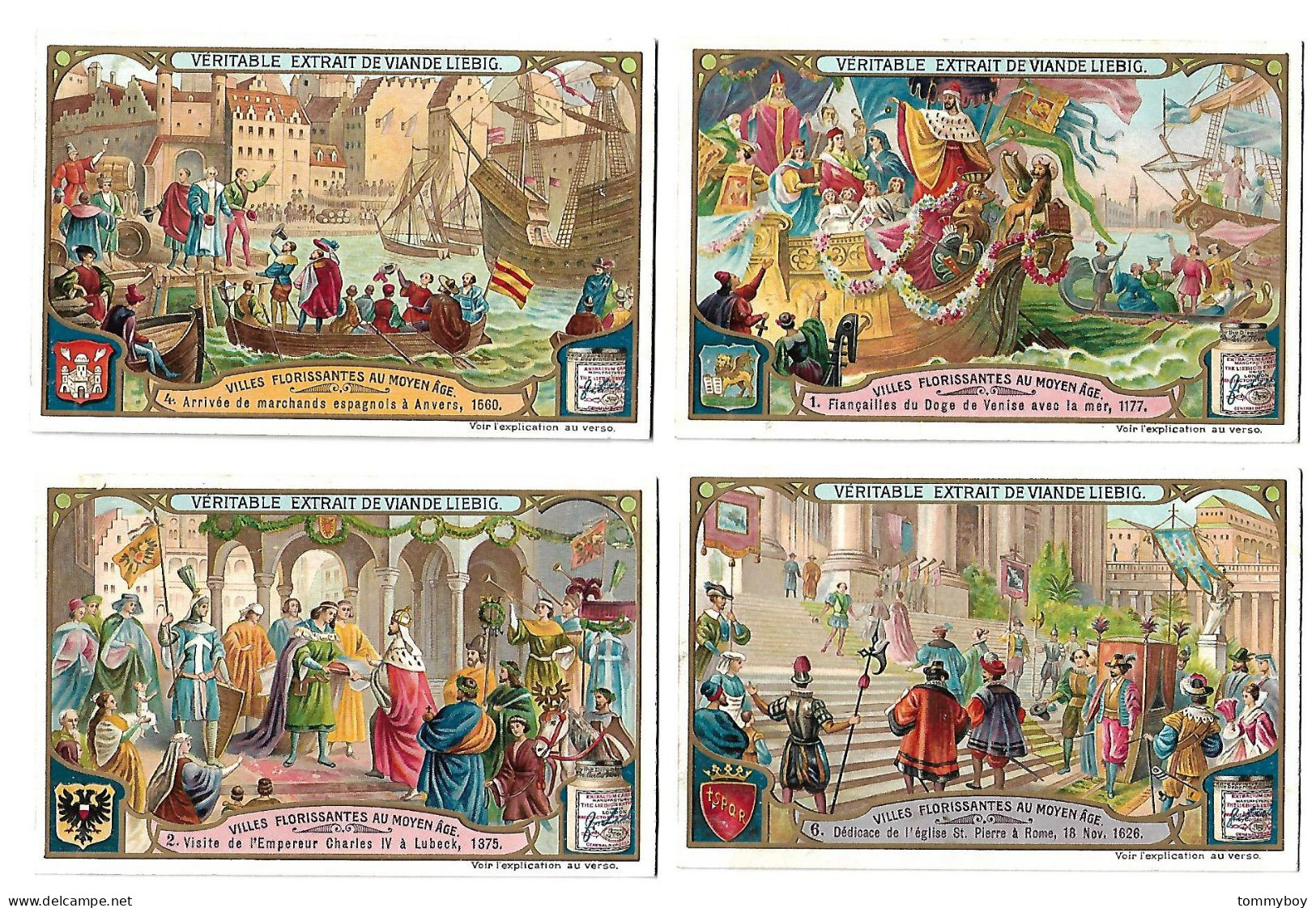 S 884, Liebig 6 Cards, Villes Florissantes Au Moyen âge - Liebig