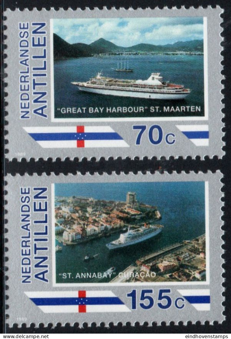 Dutch Antilles 1989 Tourism, Visiting Ships, Harbours 2 Values MNH Nederlandse Antillen - Autres & Non Classés