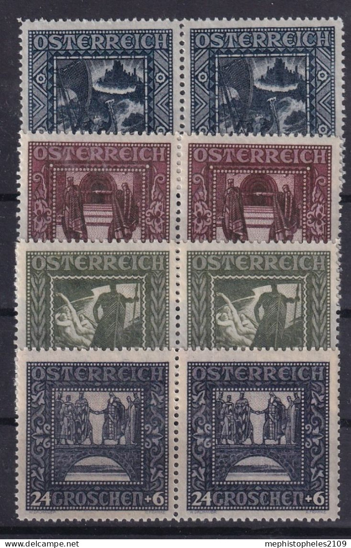 AUSTRIA 1926 - MNH - ANK 489A, 490A, 491A, 492A - Pairs! - Ungebraucht