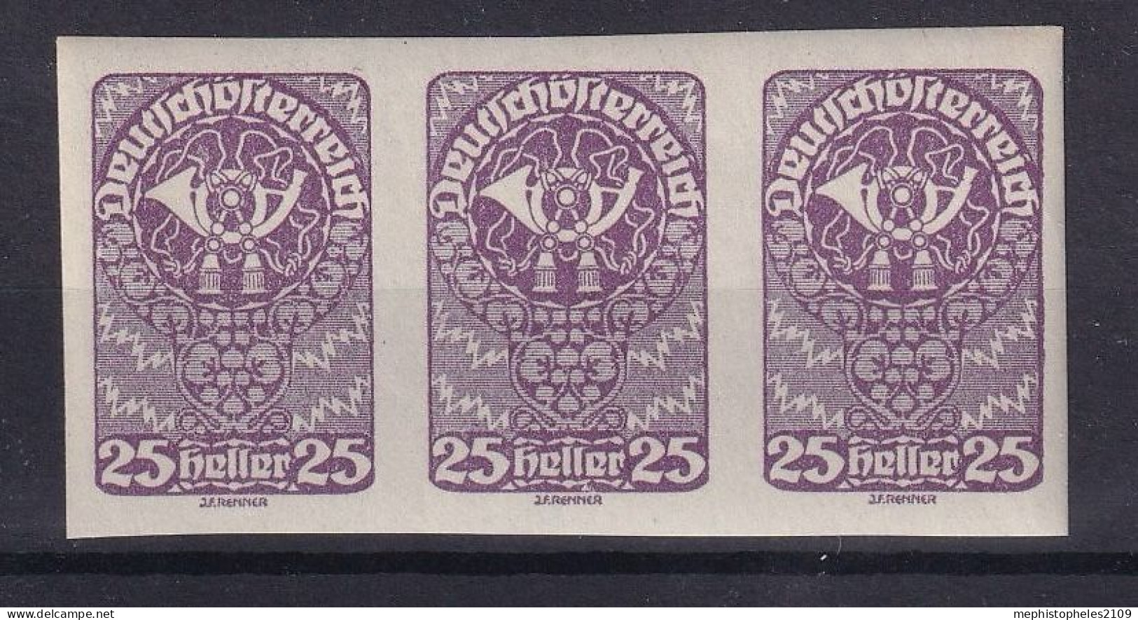 AUSTRIA 1919/20 - MNH - ANK 280 - Strip Of 3 - Ongebruikt