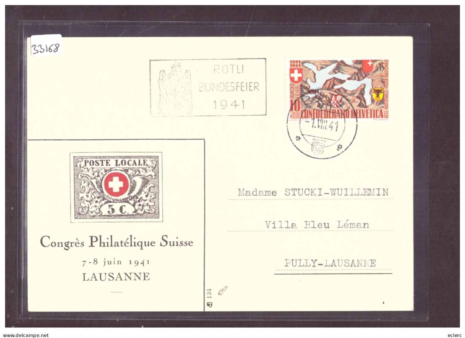 FORMAT 10x15cm - LAUSANNE - CONGRES PHILATELIQUE SUISSE 1941 - TB - Lausanne