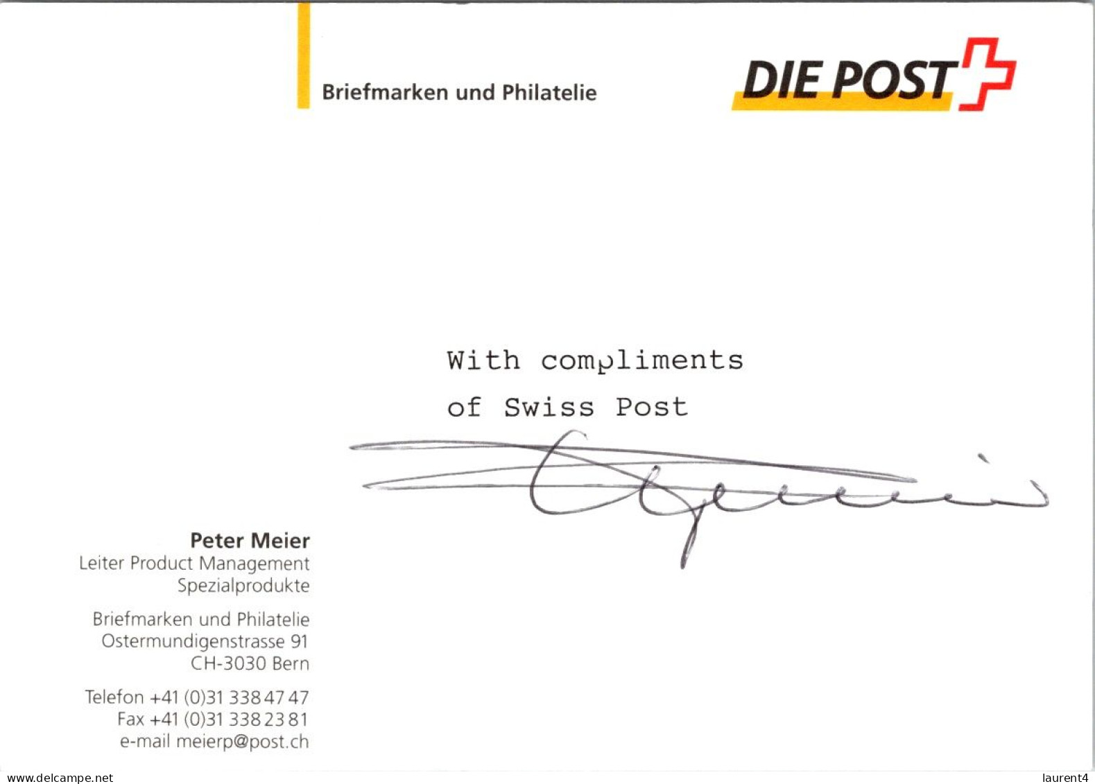 16-4-2024 (2 Z 11) Swiss Post (signed Card) Back Is Blank - Poste & Facteurs