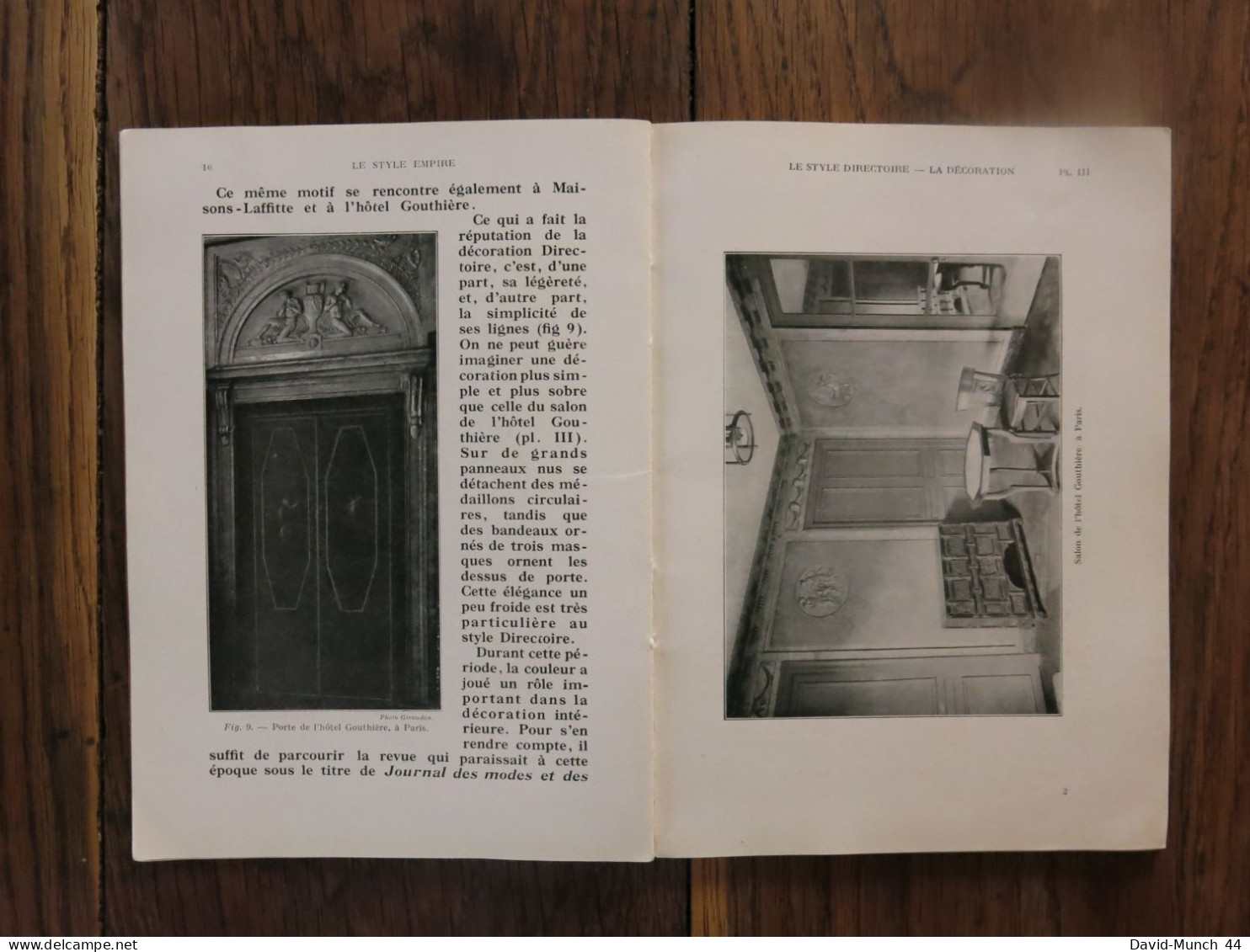 Le style Empire, Le style directoire de Henry Martin. Paris, Librairie d'Art R. Ducher, La Grammaire Des Styles. 1925