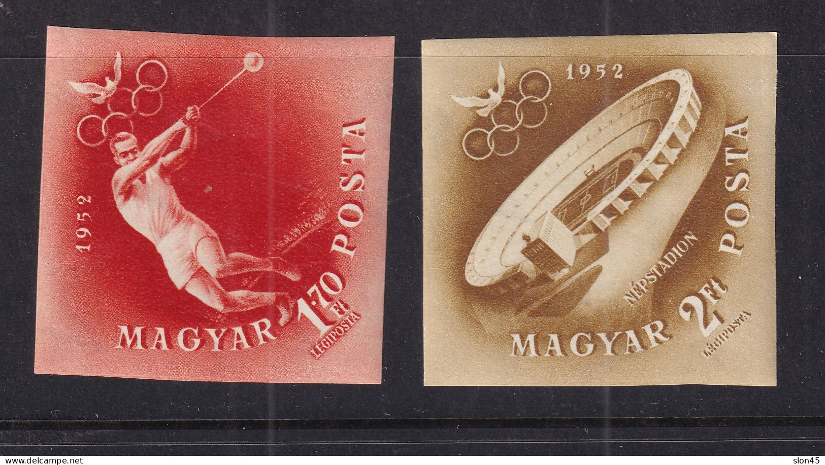 Hungary 1952 Mi 1251-2 MH Imperf Airmail Olympics 16060 - Zomer 1952: Helsinki