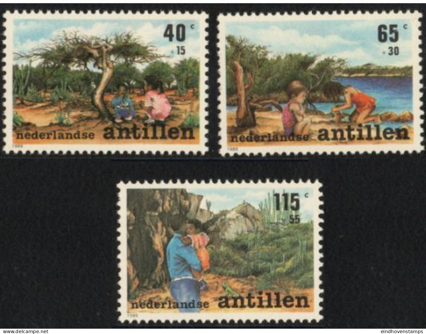 Dutch Antilles 1989 Child & Nature 3 Values MNH Nederlandse Antillen - Protection De L'environnement & Climat