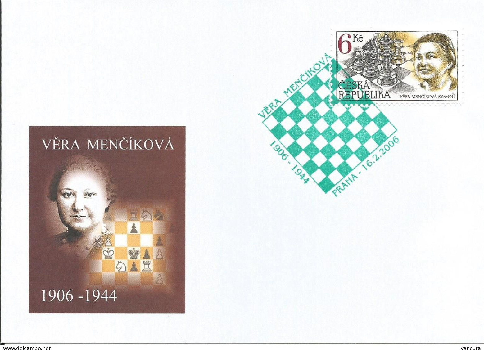 Private Envelope Czech Republic Vera Mencikova Anniversary 2006 - Ajedrez