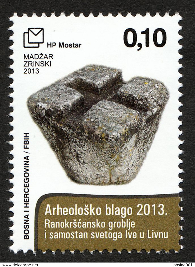 Bosnia Croatia 2013 Archeology A Stone Cross From A Christian Cemetery St. Iva Monastery Livno MNH - Bosnien-Herzegowina