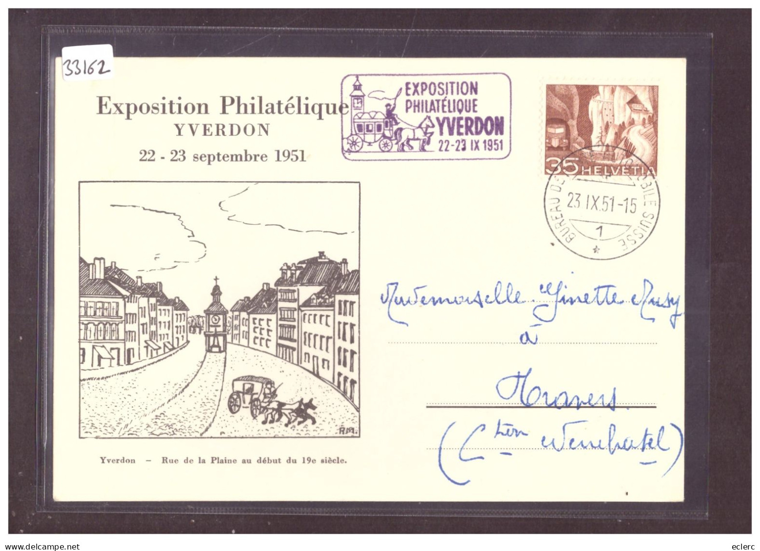 FORMAT 10x15cm - YVERDON - EXPOSITION PHILATELIQUE 1951 - TB - Yverdon-les-Bains 