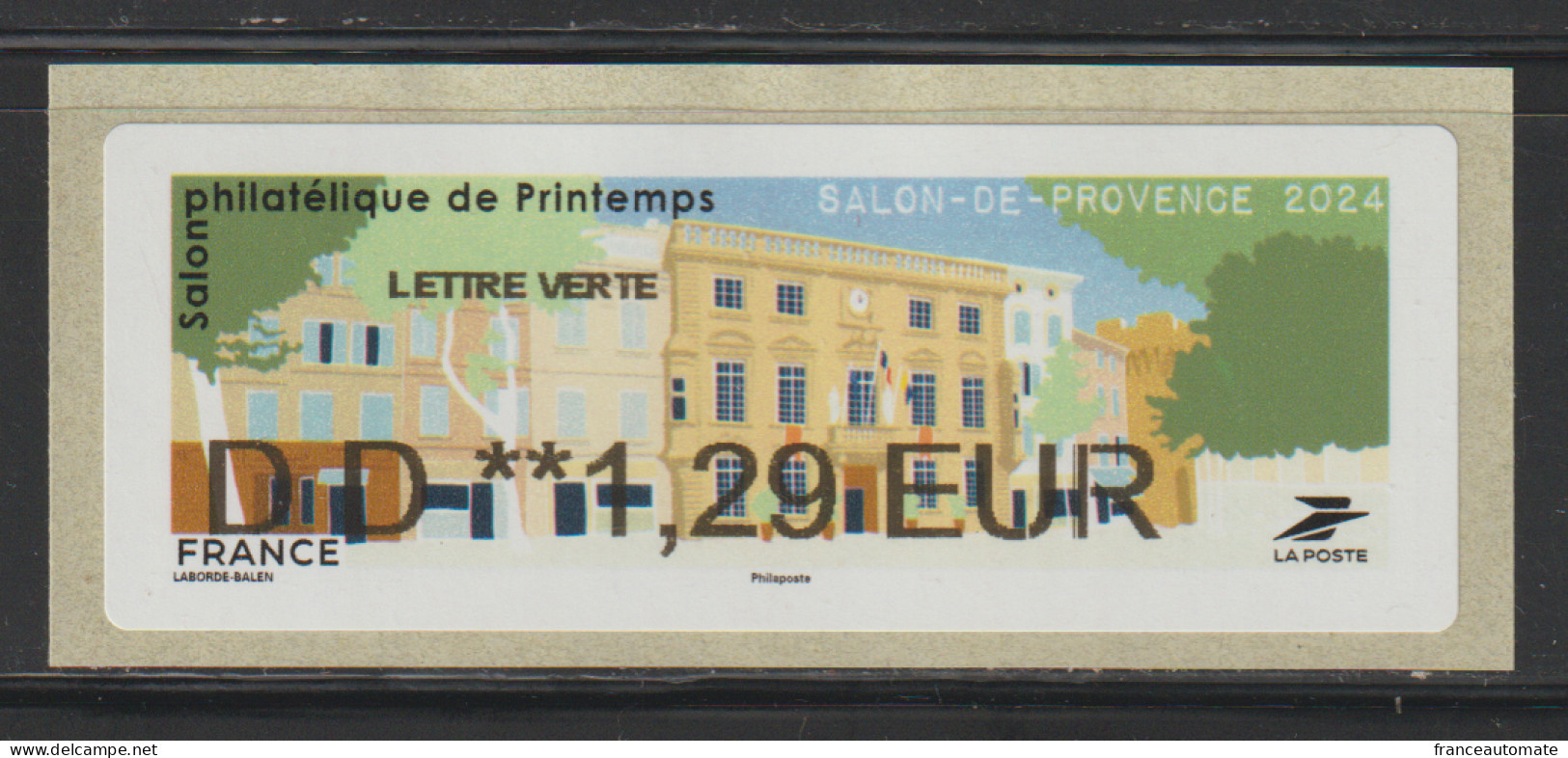 Atm, NABANCO, Lettre Verte, DD 1.29, Hotel De Ville, Salon De Provence, 4 Avril 2024, Salon Philatélique De Printemps. - 2010-... Geïllustreerde Frankeervignetten