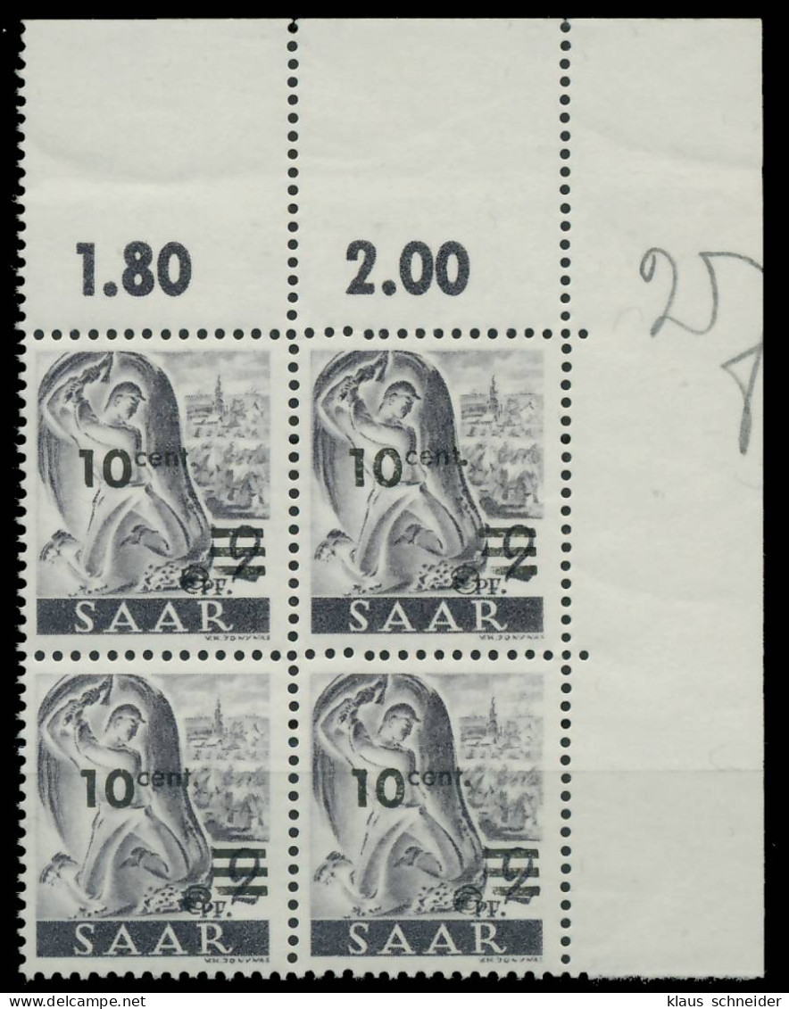 SAARLAND 1947 Nr 226ZII Postfrisch VIERERBLOCK ECKE-ORE X81B03E - Ongebruikt
