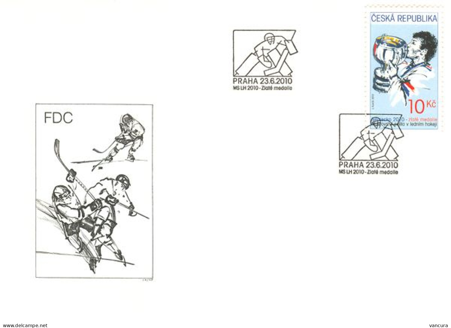 FDC 649 Czech Republic Ice-Hockey Championship In Germany Gold Medals For The Czech Team Led By Jagr 2010 - Hockey (Ijs)