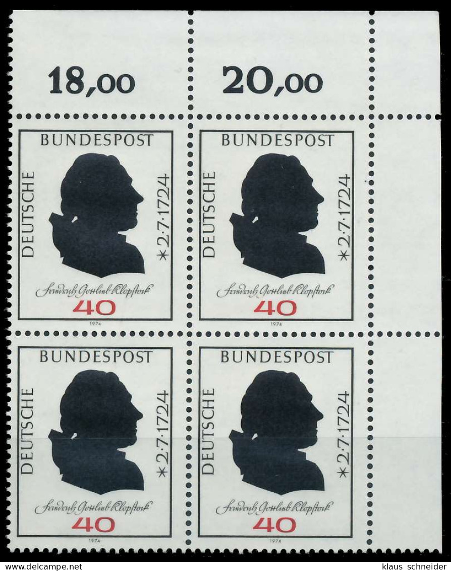 BRD BUND 1974 Nr 809 Postfrisch VIERERBLOCK ECKE-ORE X5FE376 - Ungebraucht