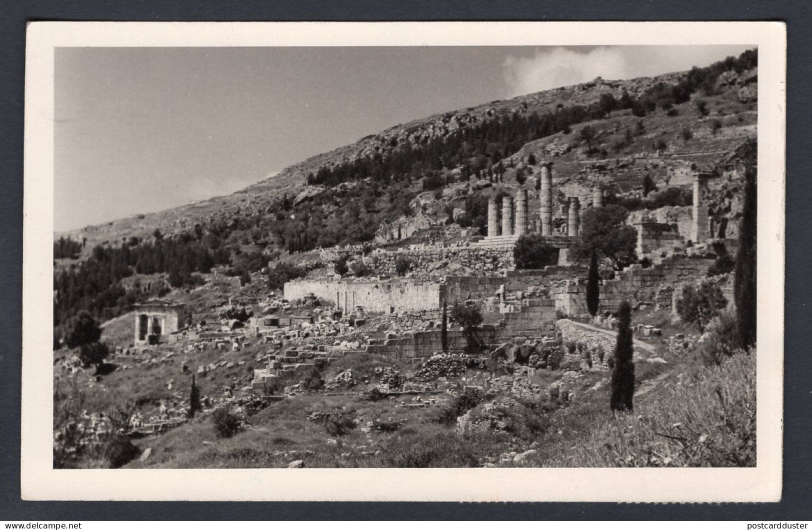 GREECE 1951 Two Values On Real Photo Postcard To England. Delphi Ancient Ruins (p251) - Briefe U. Dokumente