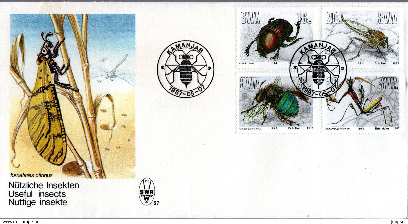 SOUTH-WEST AFRICA  FDC, Useful Insects    /    AFRIQUE SUD-OUEST  Lettre Des Première Jour,  Benéfiqués Insectes  1987 - Other & Unclassified