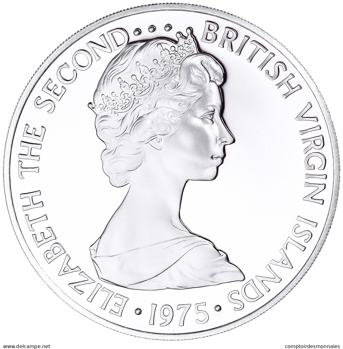 Monnaie, Îles Vierges Britanniques, Elizabeth II, Dollar, 1975, Franklin Mint - Iles Vièrges Britanniques