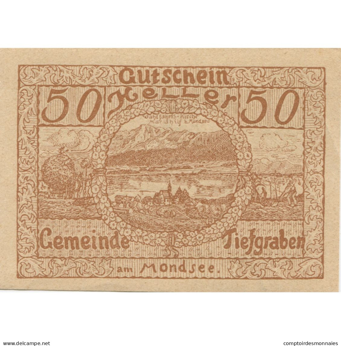 Billet, Autriche, Tiefgraben, 50 Heller, Paysage 1920-09-15, SPL Mehl:FS 1071 - Autriche