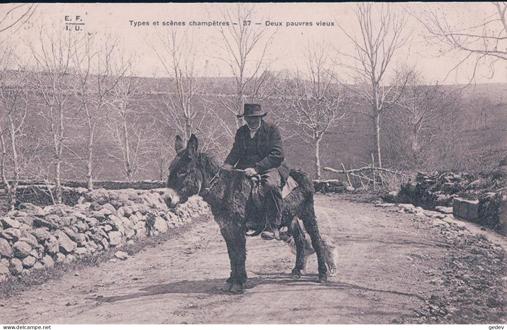 France, Types Et Scènes Champêtres, Deux Pauvres Vieux, L'âne Et Le Vieillard (37) - Sonstige & Ohne Zuordnung