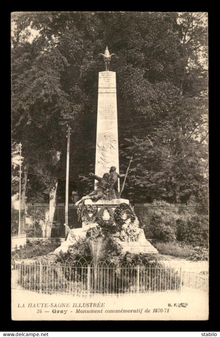 70 - GRAY - MONUMENT DE LA GUERRE DE 1870 - Gray