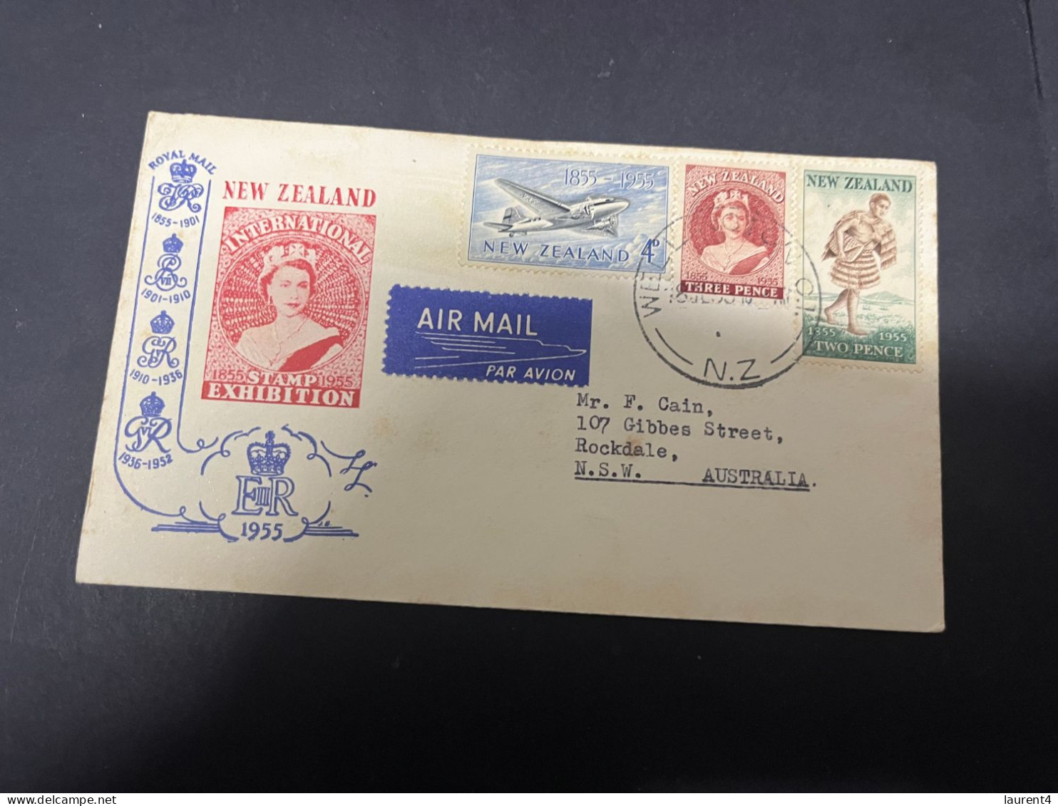 16-4-2024 (2 Z 14) FDC - New Zealand - Posted To Sydney In Australia - 1955 - Stamp Exhibition - FDC