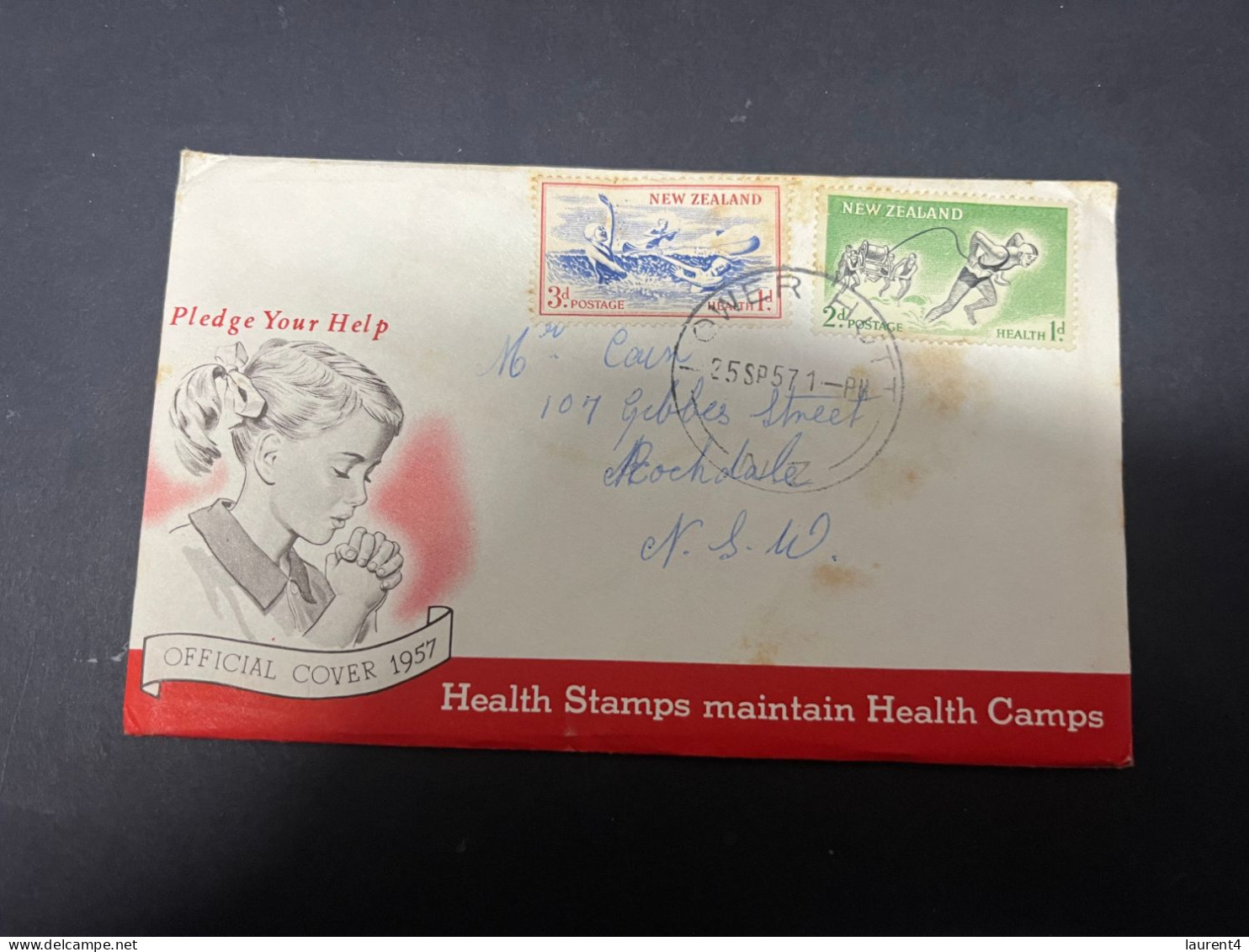 16-4-2024 (2 Z 14) FDC - New Zealand - Posted To Sydney In Australia - 1957 - Health Stamps - FDC