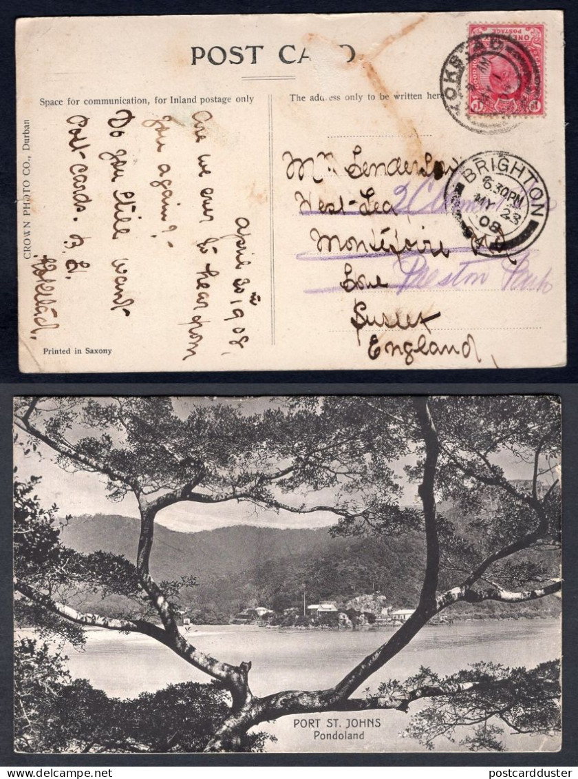 COGH 1d On 1908 Port St John Postcard To England. South Africa (p263) - Cape Of Good Hope (1853-1904)