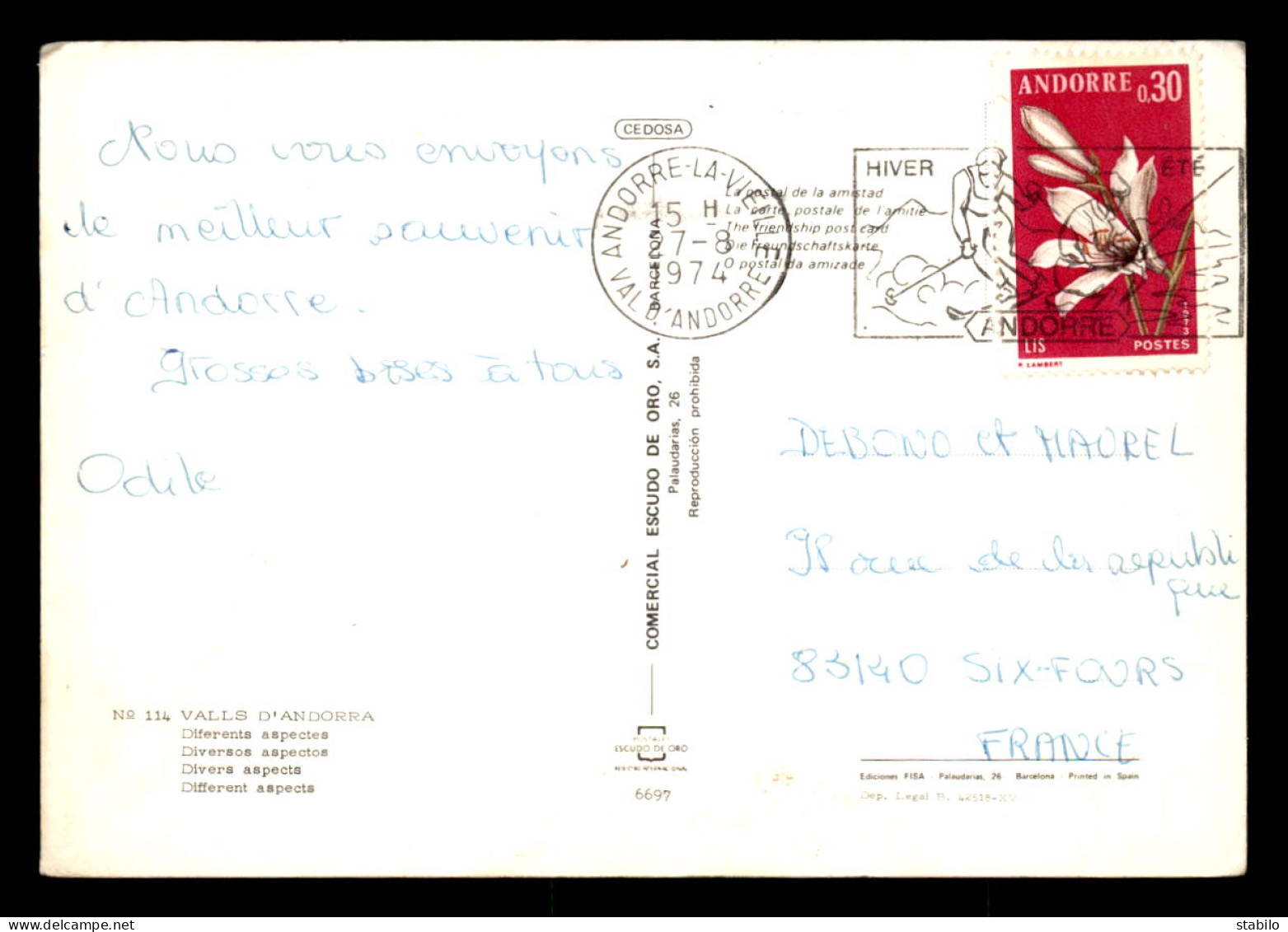 ANDORRE - MULTIVUES - CARTE AVEC TIMBRE - Andorre