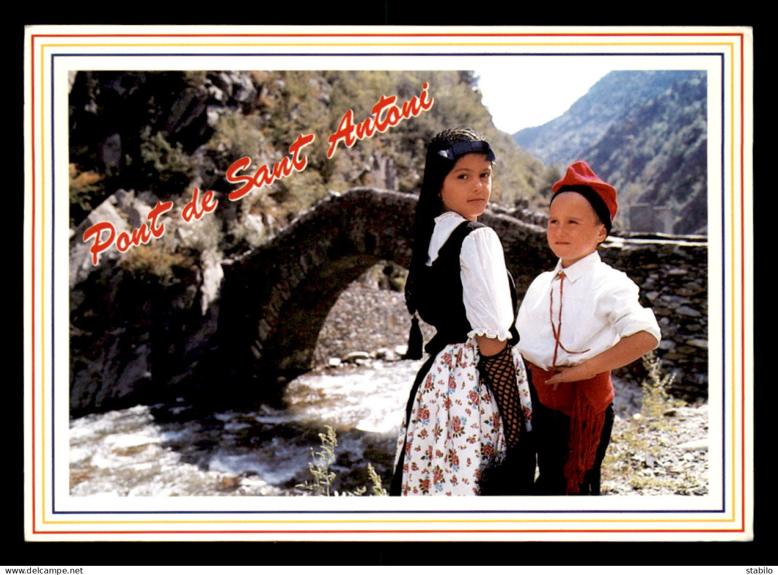 ANDORRE - PONT DE ST-ANTONI - ENFANTS - CARTE AVEC TIMBRE - Andorre