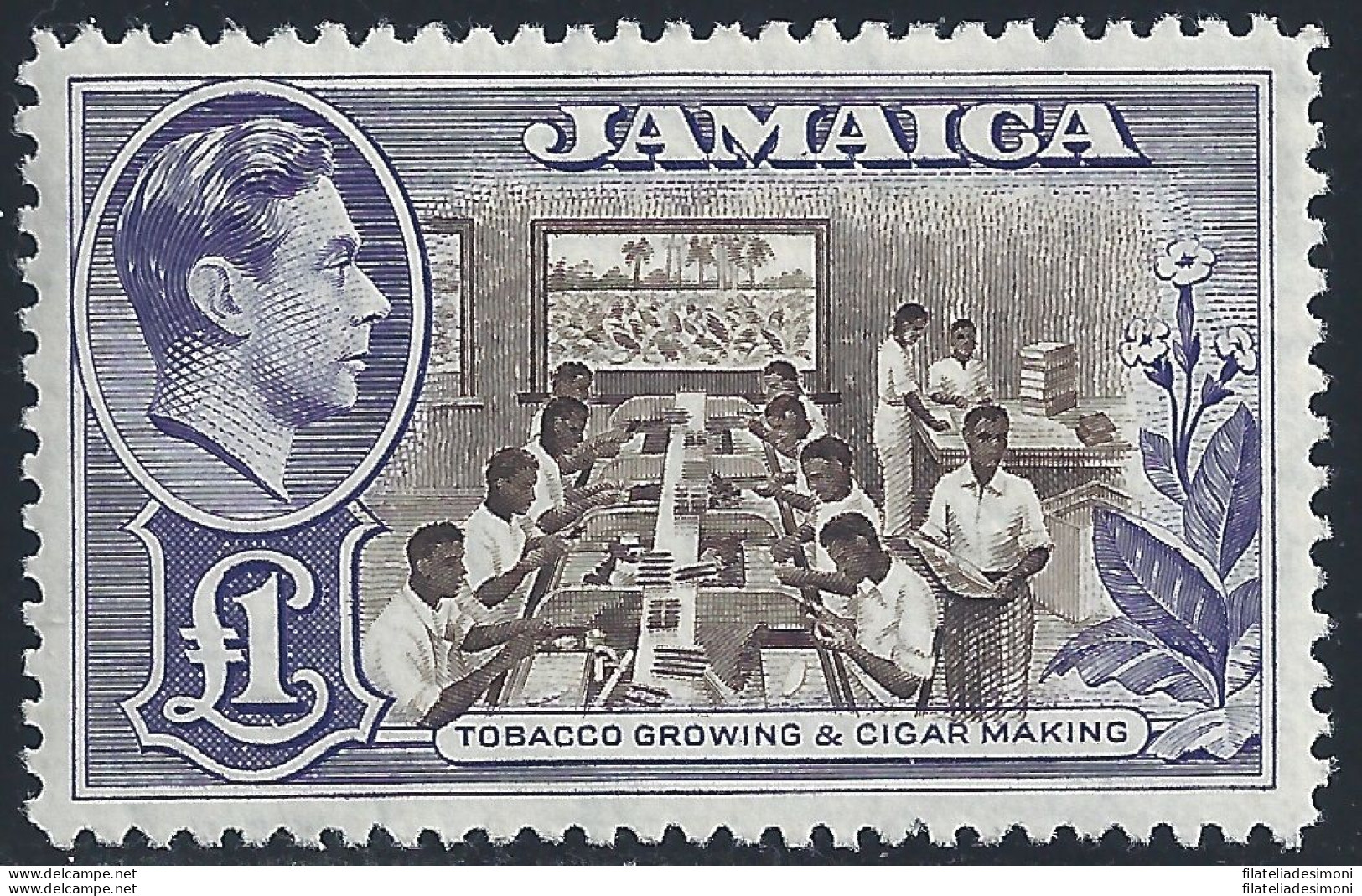 1949 JAMAICA - SG 113a Giorgio VI° 1£  MLH* - Autres & Non Classés