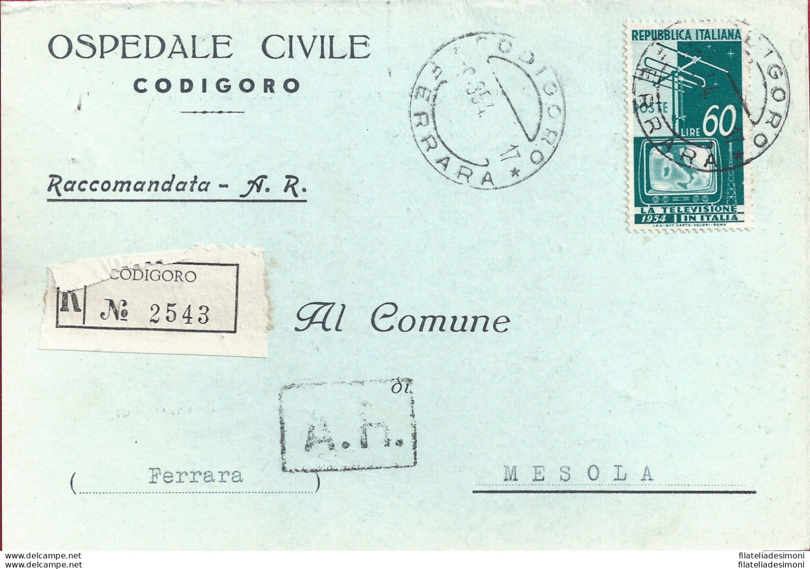 1954 REPUBBLICA, N° 736 60 Lire Televisione Su Manoscritto - Europe