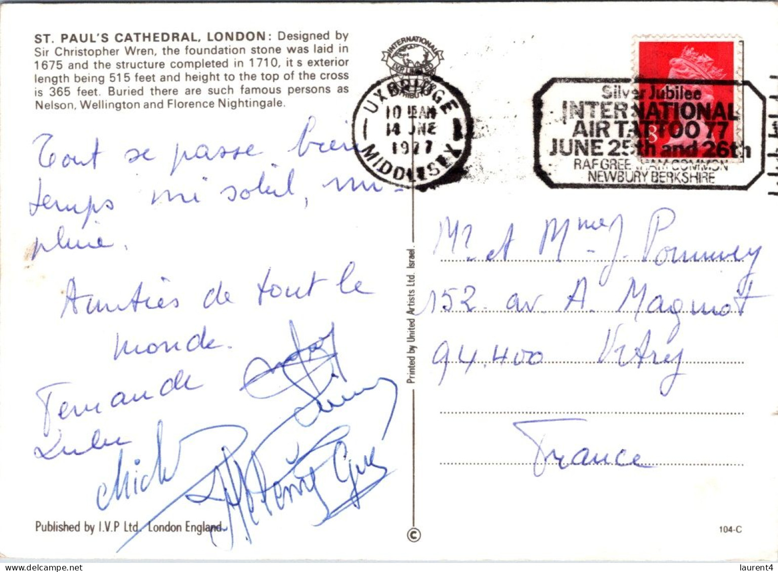 16-4-2024 (2 Z 15)  UK (posted To France 1977) St Paul Cathedral - Kirchen U. Kathedralen