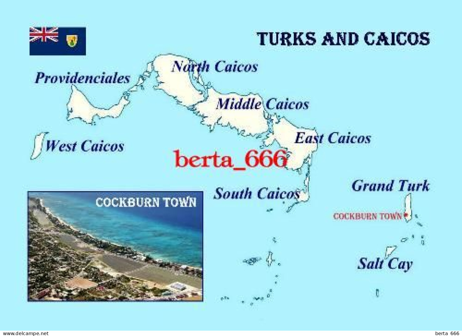 Turks And Caicos Islands Map New Postcard * Carte Geographique * Landkarte - Turks- En Caicoseilanden