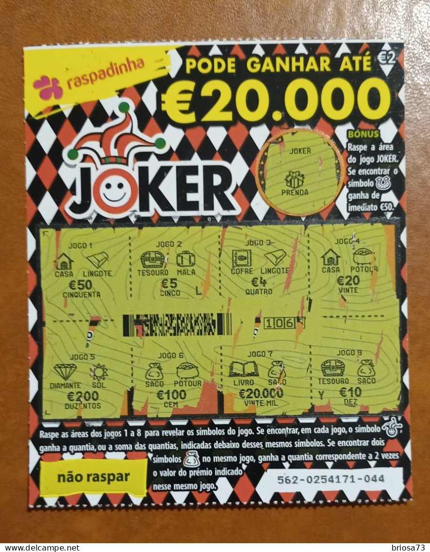 Loterie Instantanée Au Portugal.Joker - Lottery Tickets