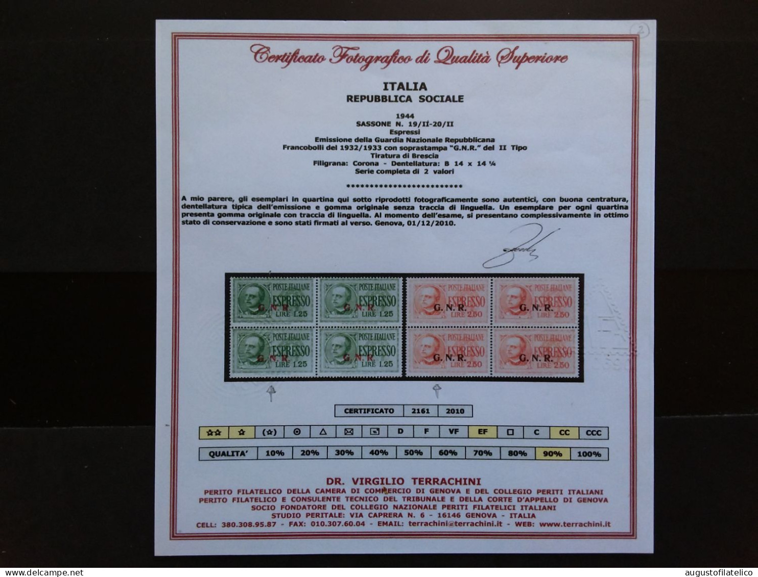 R.S.I. - G.N.R. - Espressi Ii° Tipo - Nn. 19/20 Nuovi ** - Provenienti Da Quartina (vedi Certificato) + Spese Postali - Mint/hinged