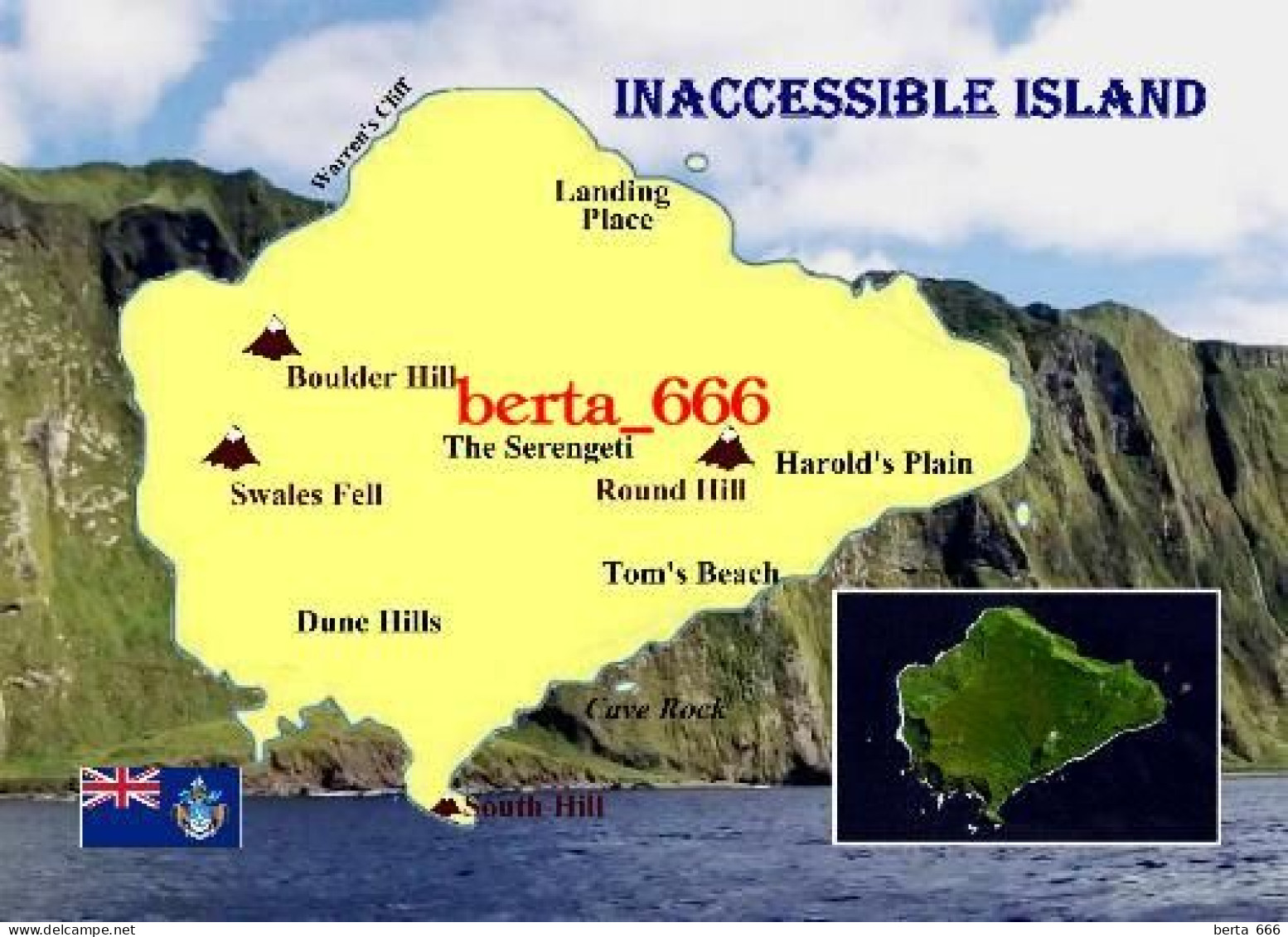 Tristan Da Cunha Inaccessible Island Map UNESCO New Postcard * Carte Geographique * Landkarte - Santa Helena