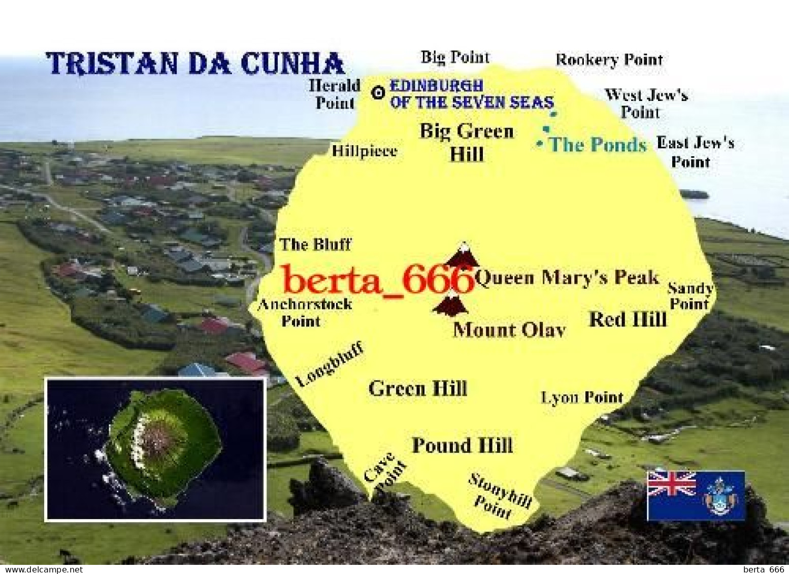 Tristan Da Cunha Island Map New Postcard * Carte Geographique * Landkarte - Sint-Helena