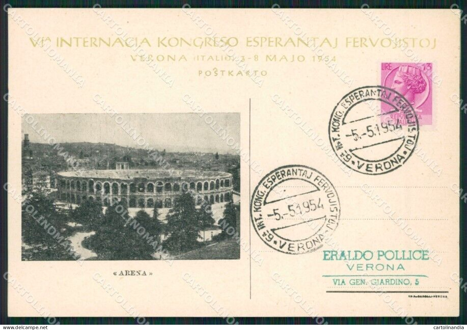 Verona Arena Esperanto FG Cartolina ZK6043 - Verona