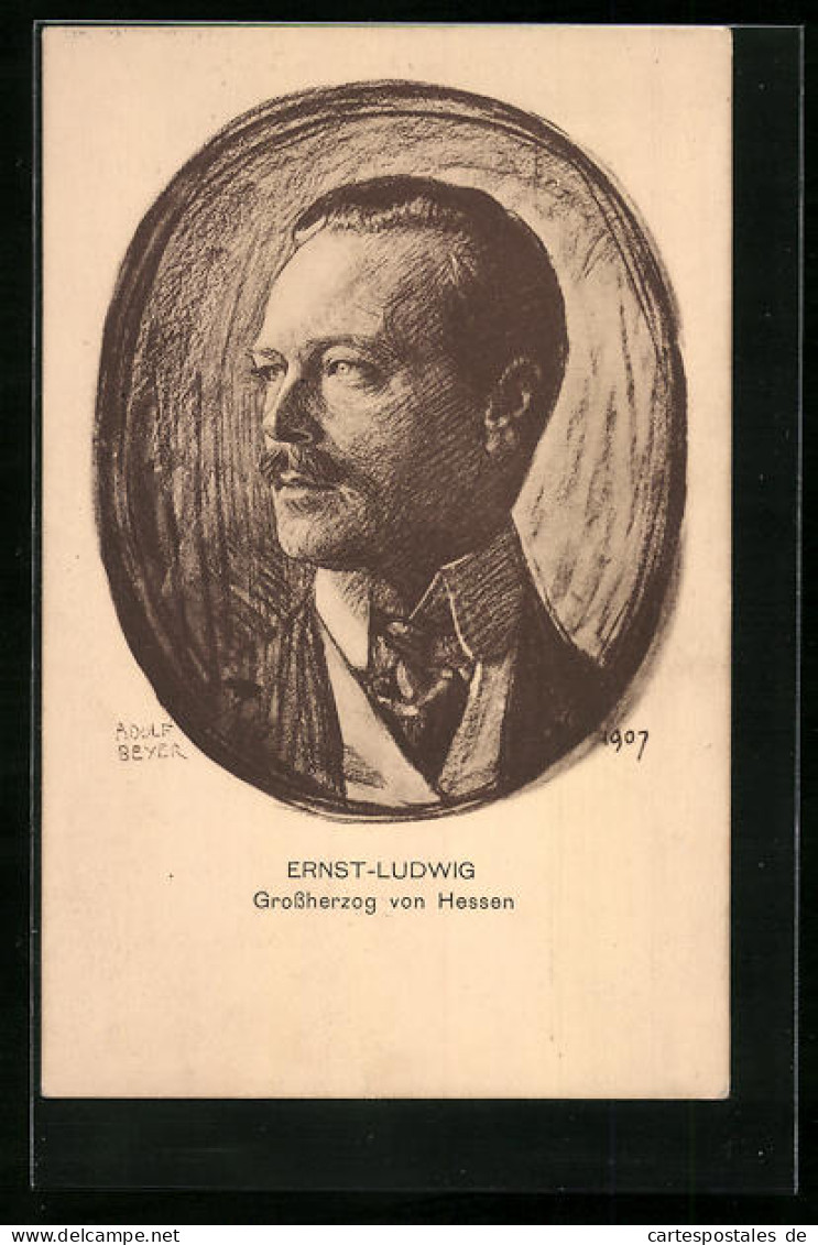Künstler-AK Portrait Ernst-Ludwig Von Hessen 1907 Mit Krawatte  - Case Reali